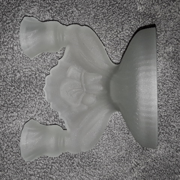 Janette double candlestick holder. Lalique style. Lotus flowers. 5"x5" - Picture 3 of 4